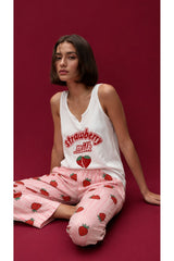 Renki Baskılı Tiril Viskon Kumaş Ev İçi Pijama Takımı