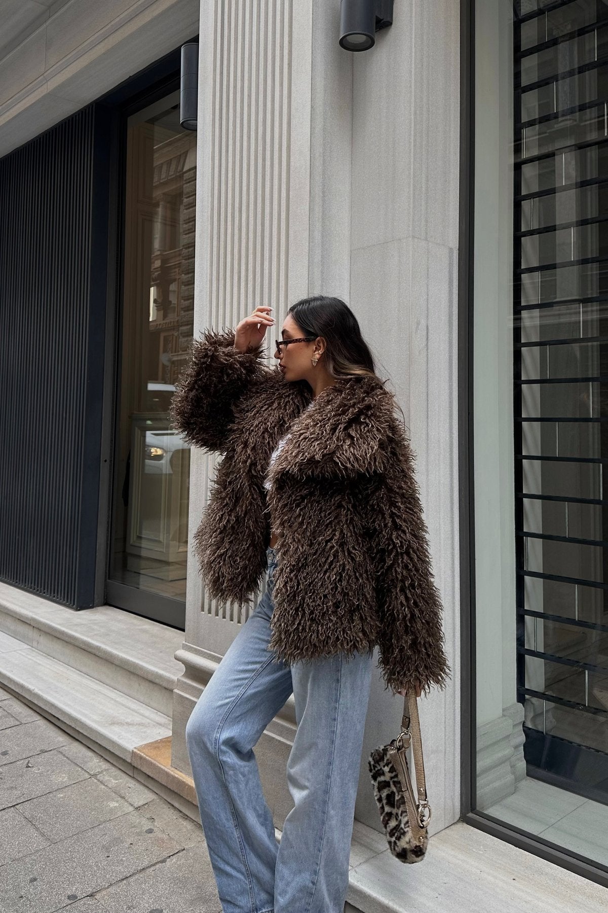 İthal Premium Tiftik Saçaklı Kürk Mont