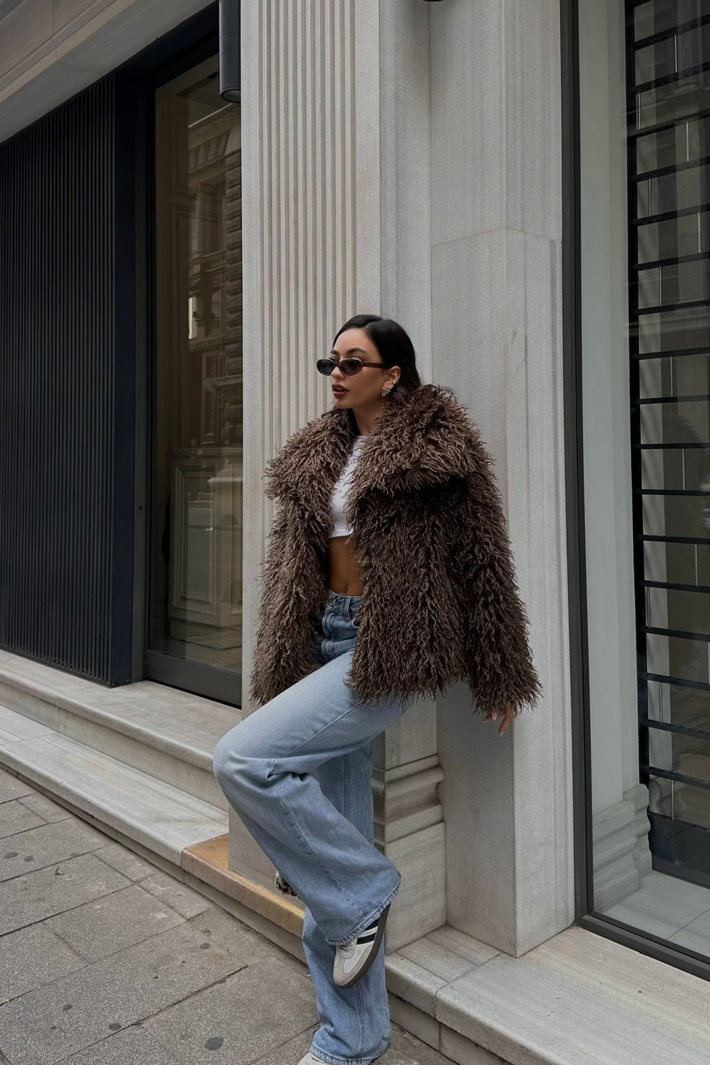 İthal Premium Tiftik Saçaklı Kürk Mont