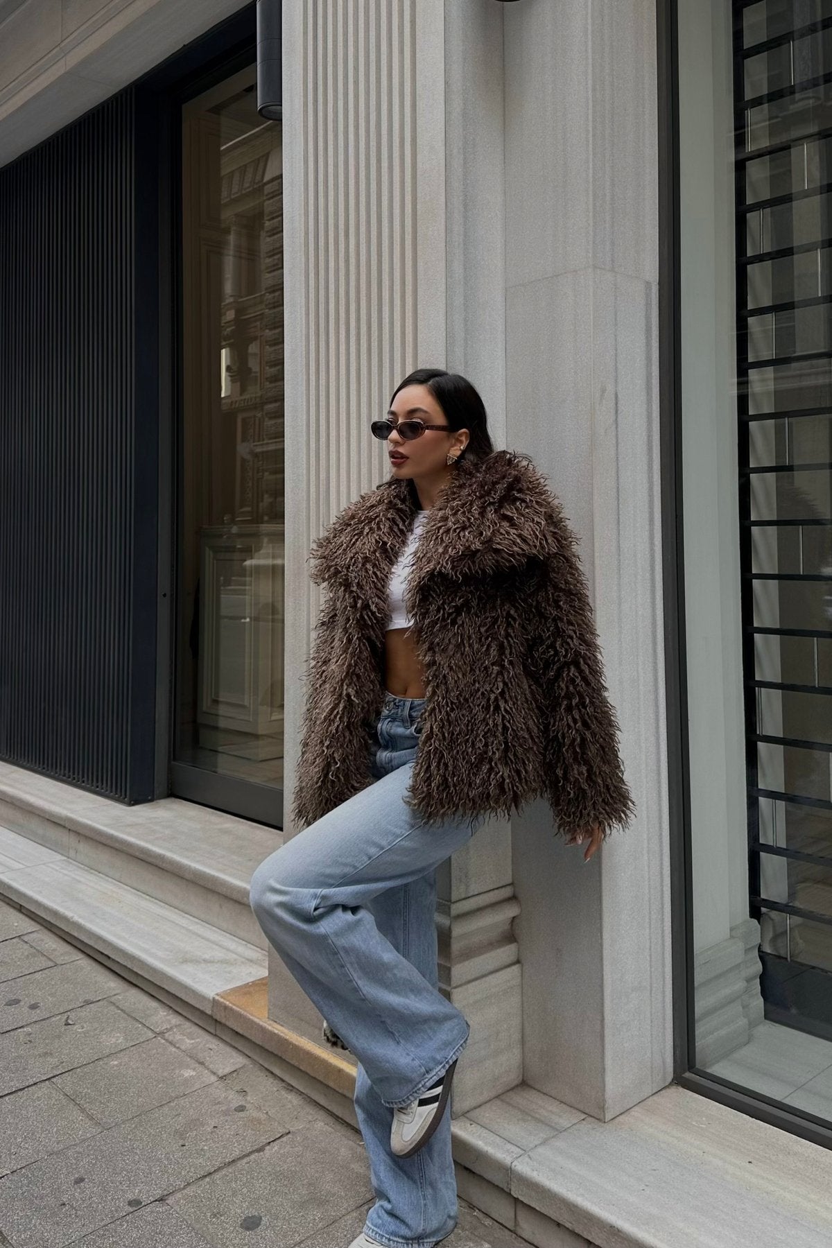 İthal Premium Tiftik Saçaklı Kürk Mont