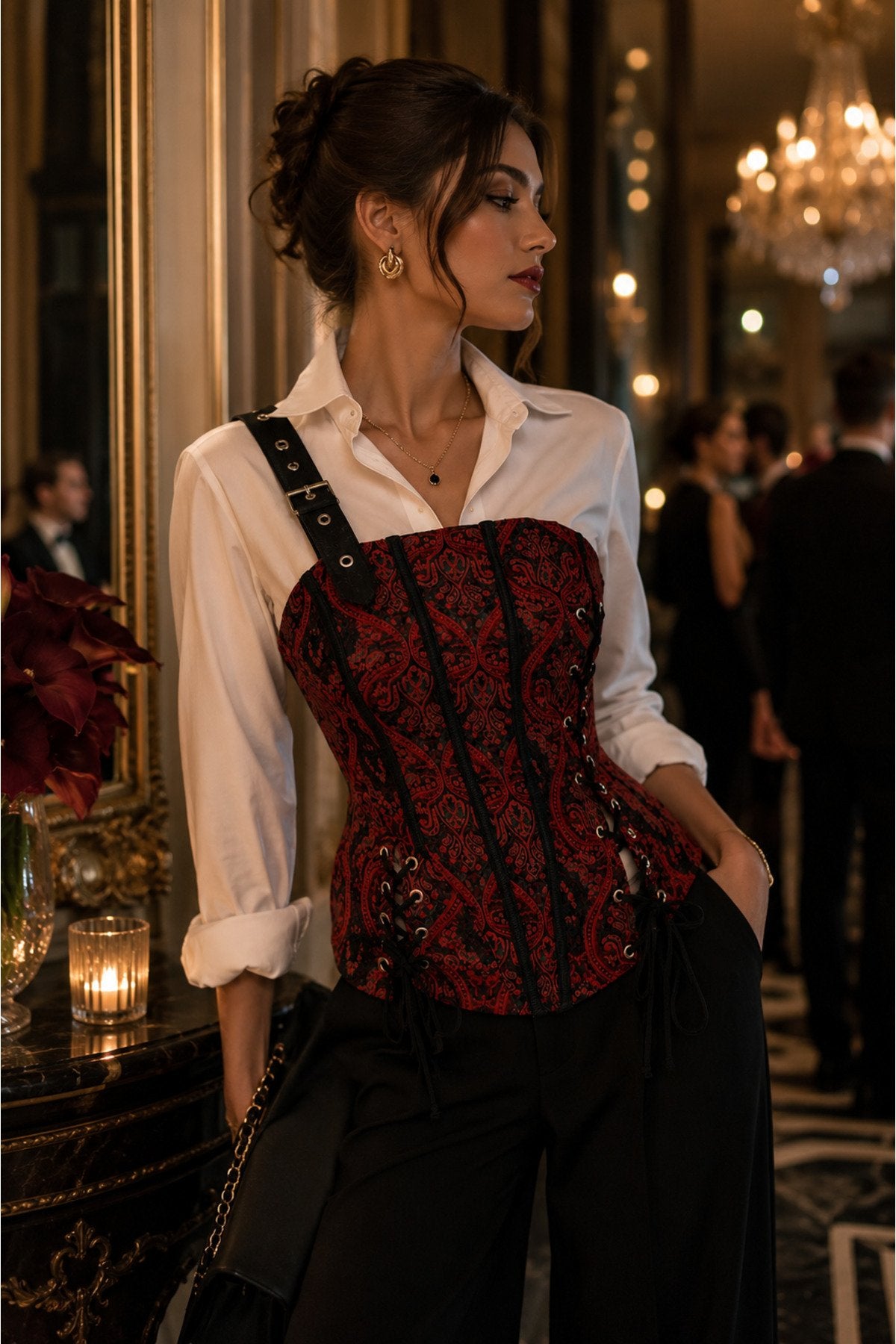 İthal Özel Tasarım Etnik Vintage Victorian Desen Balenli Premium Kalıp Korse